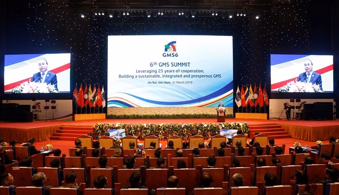 第六次大湄公河次区域合作峰会场景。图自越通社