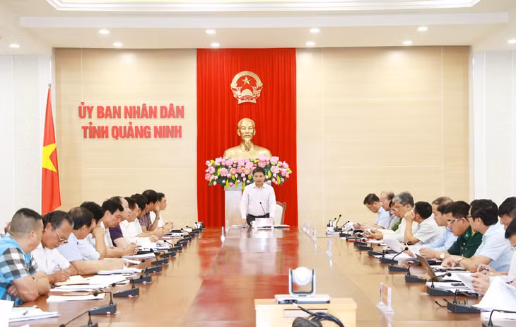 广宁省人委会主席阮文胜在会议上发表讲话。