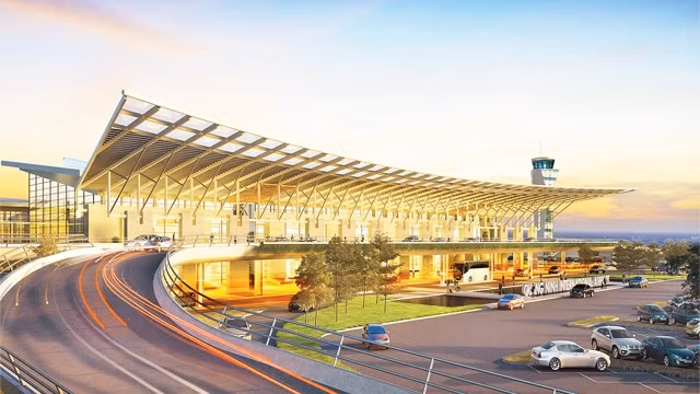 广宁省云屯国际航空港的效果图。