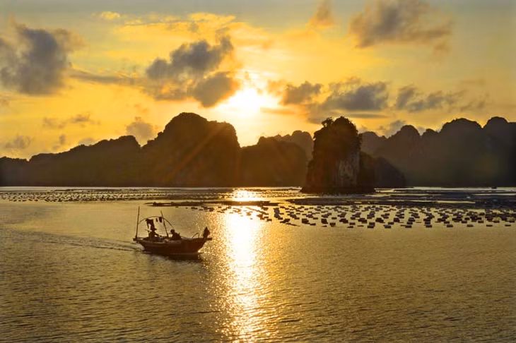 Hoàng hôn trên Vịnh Bái Tử Long.
