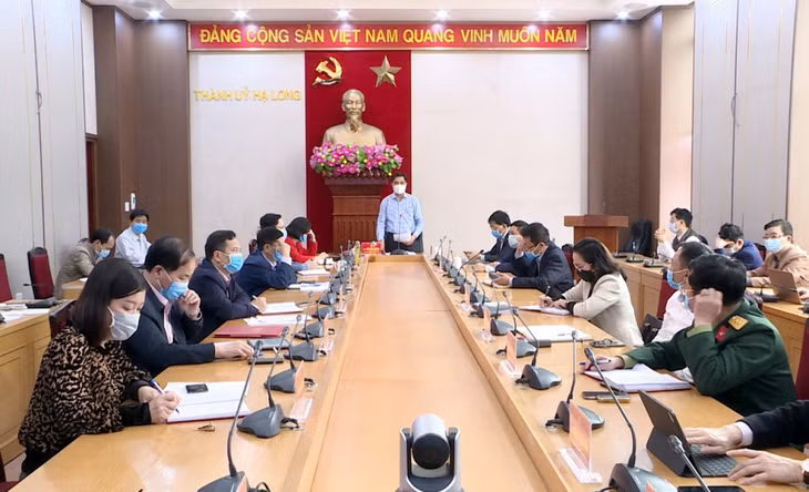下龙市委书记，城市防疫指导委员会主任武文面主持会议。