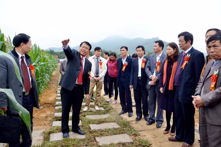 精华自然农药合作社领导向代表们和游客介绍该生态旅游景区。