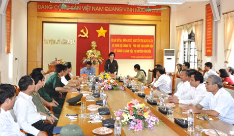 国会副主席阮氏金银在工作会上发表讲话。