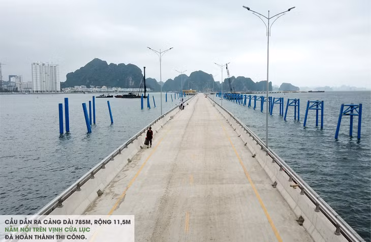 到港牵引道路长达785米、宽度11.5米已经完竣。