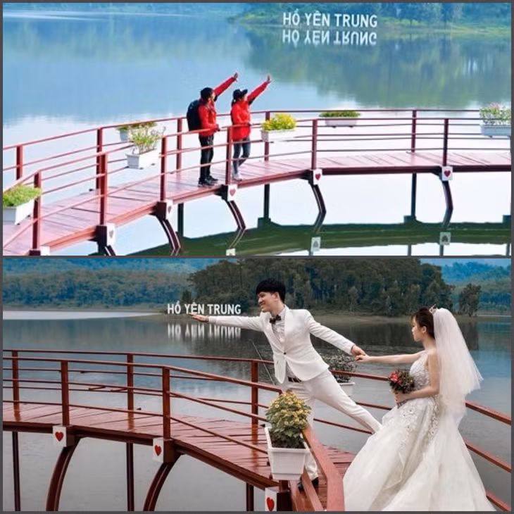 Chỉ cần một chút sáng tạo, hồ Yên Trung đảm bảo mang đến cho người trẻ những bức ảnh thơ mộng không khác gì ở Đà Lạt.
