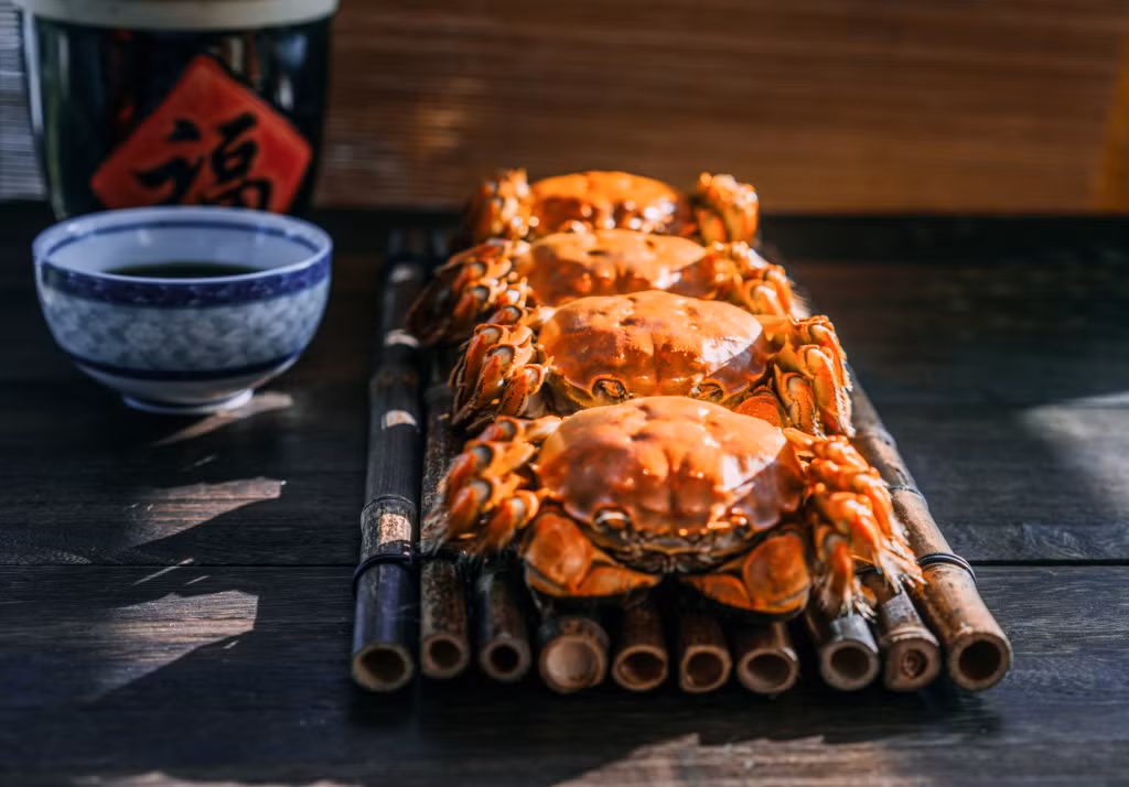 金桂花雕熟醉蟹 Cua lông nấu hoa quế