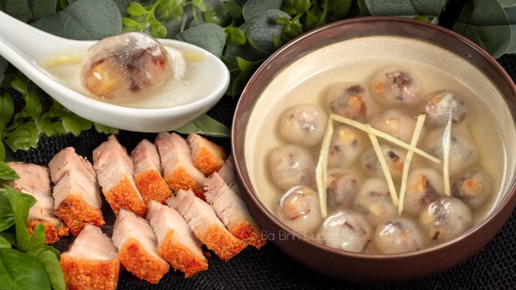 烤猪肉甜汤 Chè bột lọc heo quay