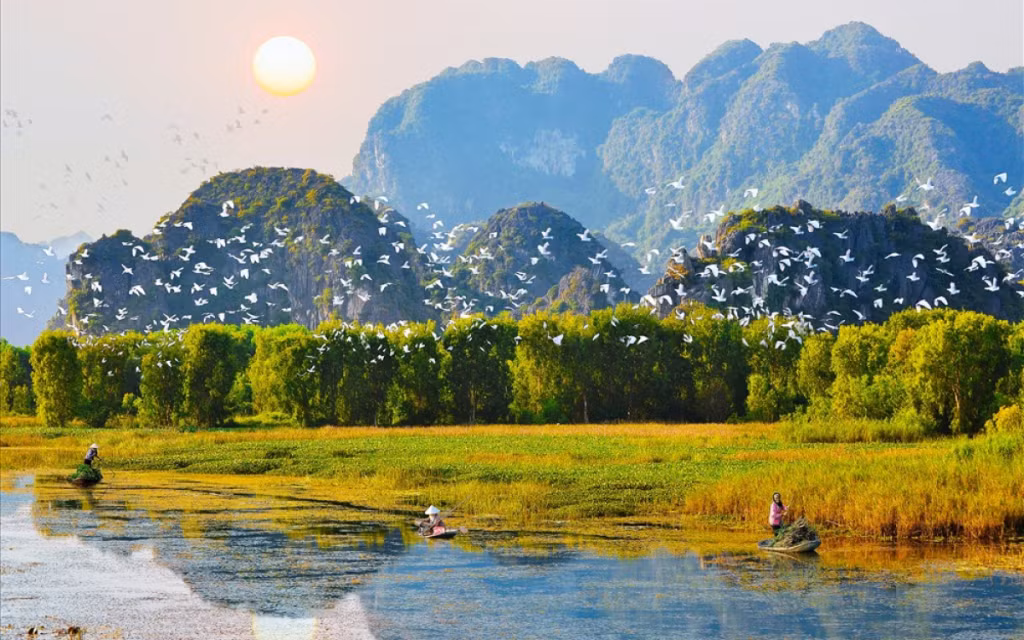 通岩的秋天景象 Thung Nham trong sắc vàng mùa thu