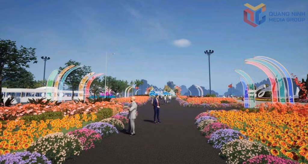 “鲜花与灯光科技大道”主题空间配景。