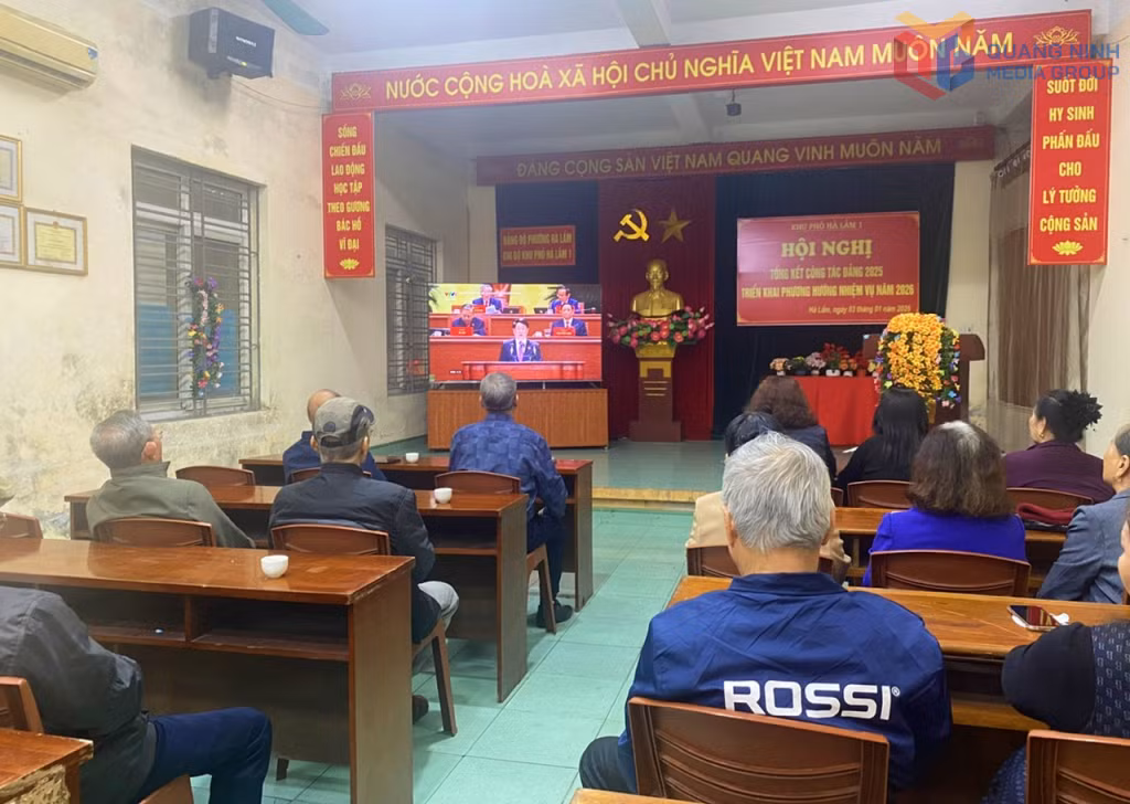 河林坊社民众收看越共十四大直播。