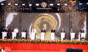 省委书记与各位代表共同按下启动键，宣布位于连和坊的白藤二号工业园区基础设施经营投资项目正式开工