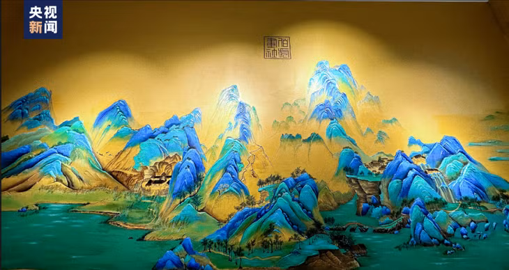吉林高中生把教室画成千里江山图 ảnh 1