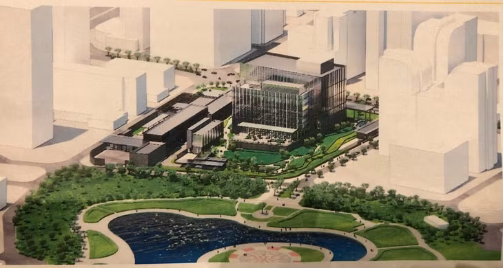 美国驻越大使馆综合建筑群设计图。