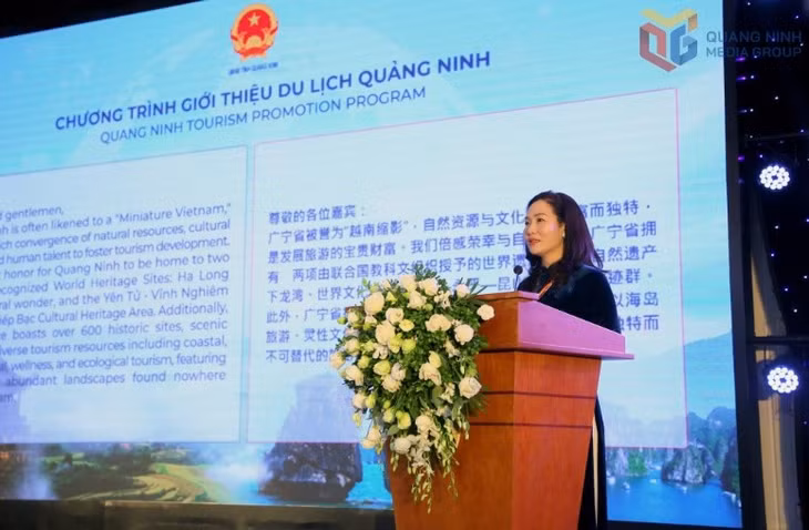 广宁省人民委员会副主席阮氏幸介绍广宁省旅游业的潜力与优势。