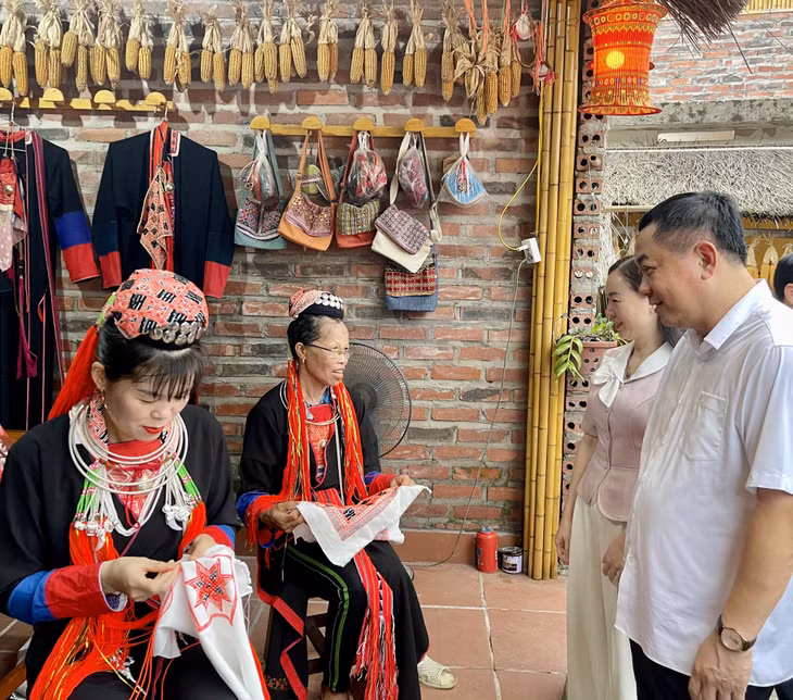 代表们参观二号溪苏村的社区旅游模型。