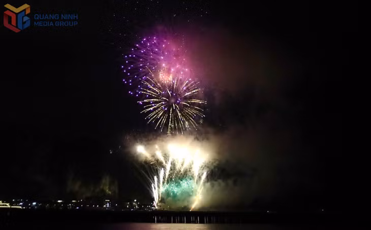 烟花绚丽绽放照亮广宁下龙国际客运港的夜空 ảnh 2